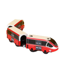 Charger l'image dans la galerie, Train électrique en bois pour enfants, jouet, modèle de Train adapté aux pistes de voiture en bois, cadeau d'anniversaire et de noël, nouvelle collection