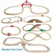 Charger l'image dans la galerie, Composants de voie de Train en bois, ensemble de voies de Train en hêtre, jouets de Train pour enfants, accessoires de chemin de fer, jouets de Train de marque compatibles pour enfants