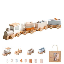 Charger l'image dans la galerie, Train en bois jouet d'anniversaire jouets Montessori jouets éducatifs pour bébé chariot en bois jouets d'apprentissage pour bébé nombre de jouets pour bébé en bois