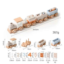 Charger l'image dans la galerie, Train en bois jouet d'anniversaire jouets Montessori jouets éducatifs pour bébé chariot en bois jouets d'apprentissage pour bébé nombre de jouets pour bébé en bois