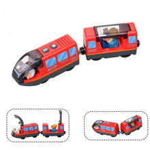 Charger l'image dans la galerie, Ensemble de jouets de Train électrique en bois, Locomotive de voiture électrique, fente moulée sous pression, adaptée à toutes les pistes ferrées de marque en bois pour enfants