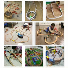 Charger l'image dans la galerie, Accessoires de Train sur voie en bois, jouets d'assemblage de voie ferrée en bois, ensemble de jouets adaptés aux marques de Trains, jouets éducatifs pour enfants