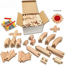 Charger l'image dans la galerie, Accessoires de Train sur voie en bois, jouets d'assemblage de voie ferrée en bois, ensemble de jouets adaptés aux marques de Trains, jouets éducatifs pour enfants