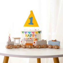 Charger l'image dans la galerie, Train en bois jouet d'anniversaire jouets Montessori jouets éducatifs pour bébé chariot en bois jouets d'apprentissage pour bébé nombre de jouets pour bébé en bois