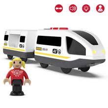 Charger l'image dans la galerie, Ensemble de jouets de Train électrique en bois, Locomotive de voiture électrique, fente moulée sous pression, adaptée à toutes les pistes ferrées de marque en bois pour enfants