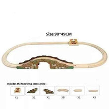 Charger l'image dans la galerie, Accessoires de Train sur voie en bois, jouets d'assemblage de voie ferrée en bois, ensemble de jouets adaptés aux marques de Trains, jouets éducatifs pour enfants
