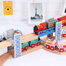 Charger l'image dans la galerie, Ensemble de jouets ferroviaires en bois, pont à Double pont en bois, accessoires en bois, modèle de passage, jouets pour enfants
