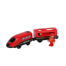 Charger l'image dans la galerie, Train électrique en bois pour enfants, jouet, modèle de Train adapté aux pistes de voiture en bois, cadeau d'anniversaire et de noël, nouvelle collection
