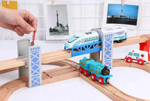 Charger l'image dans la galerie, Ensemble de jouets ferroviaires en bois, pont à Double pont en bois, accessoires en bois, modèle de passage, jouets pour enfants
