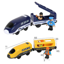 Charger l'image dans la galerie, Train électrique en bois pour enfants, jouet, modèle de Train adapté aux pistes de voiture en bois, cadeau d'anniversaire et de noël, nouvelle collection
