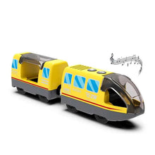 Charger l'image dans la galerie, Ensemble de jouets de Train électrique en bois, Locomotive de voiture électrique, fente moulée sous pression, adaptée à toutes les pistes ferrées de marque en bois pour enfants
