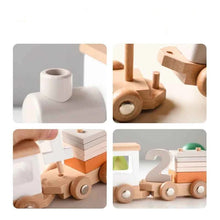 Charger l'image dans la galerie, Train en bois jouet d'anniversaire jouets Montessori jouets éducatifs pour bébé chariot en bois jouets d'apprentissage pour bébé nombre de jouets pour bébé en bois
