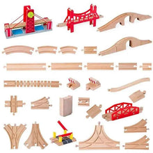 Charger l'image dans la galerie, Composants de voie de Train en bois, ensemble de voies de Train en hêtre, jouets de Train pour enfants, accessoires de chemin de fer, jouets de Train de marque compatibles pour enfants
