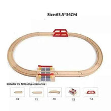Charger l'image dans la galerie, Accessoires de Train sur voie en bois, jouets d'assemblage de voie ferrée en bois, ensemble de jouets adaptés aux marques de Trains, jouets éducatifs pour enfants
