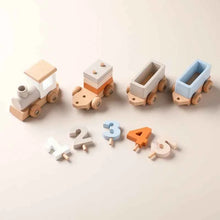 Charger l'image dans la galerie, Train en bois jouet d'anniversaire jouets Montessori jouets éducatifs pour bébé chariot en bois jouets d'apprentissage pour bébé nombre de jouets pour bébé en bois
