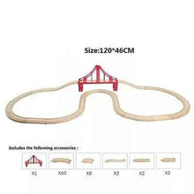 Charger l'image dans la galerie, Accessoires de Train sur voie en bois, jouets d'assemblage de voie ferrée en bois, ensemble de jouets adaptés aux marques de Trains, jouets éducatifs pour enfants
