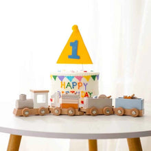Charger l'image dans la galerie, Train en bois jouet d'anniversaire jouets Montessori jouets éducatifs pour bébé chariot en bois jouets d'apprentissage pour bébé nombre de jouets pour bébé en bois

