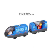 Charger l'image dans la galerie, Ensemble de jouets de Train électrique en bois, Locomotive de voiture électrique, fente moulée sous pression, adaptée à toutes les pistes ferrées de marque en bois pour enfants
