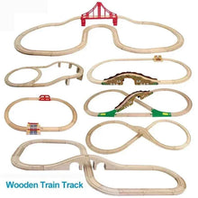 Charger l'image dans la galerie, Accessoires de Train sur voie en bois, jouets d'assemblage de voie ferrée en bois, ensemble de jouets adaptés aux marques de Trains, jouets éducatifs pour enfants
