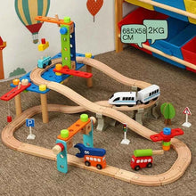 Charger l'image dans la galerie, Accessoires de Train sur voie en bois, jouets d'assemblage de voie ferrée en bois, ensemble de jouets adaptés aux marques de Trains, jouets éducatifs pour enfants
